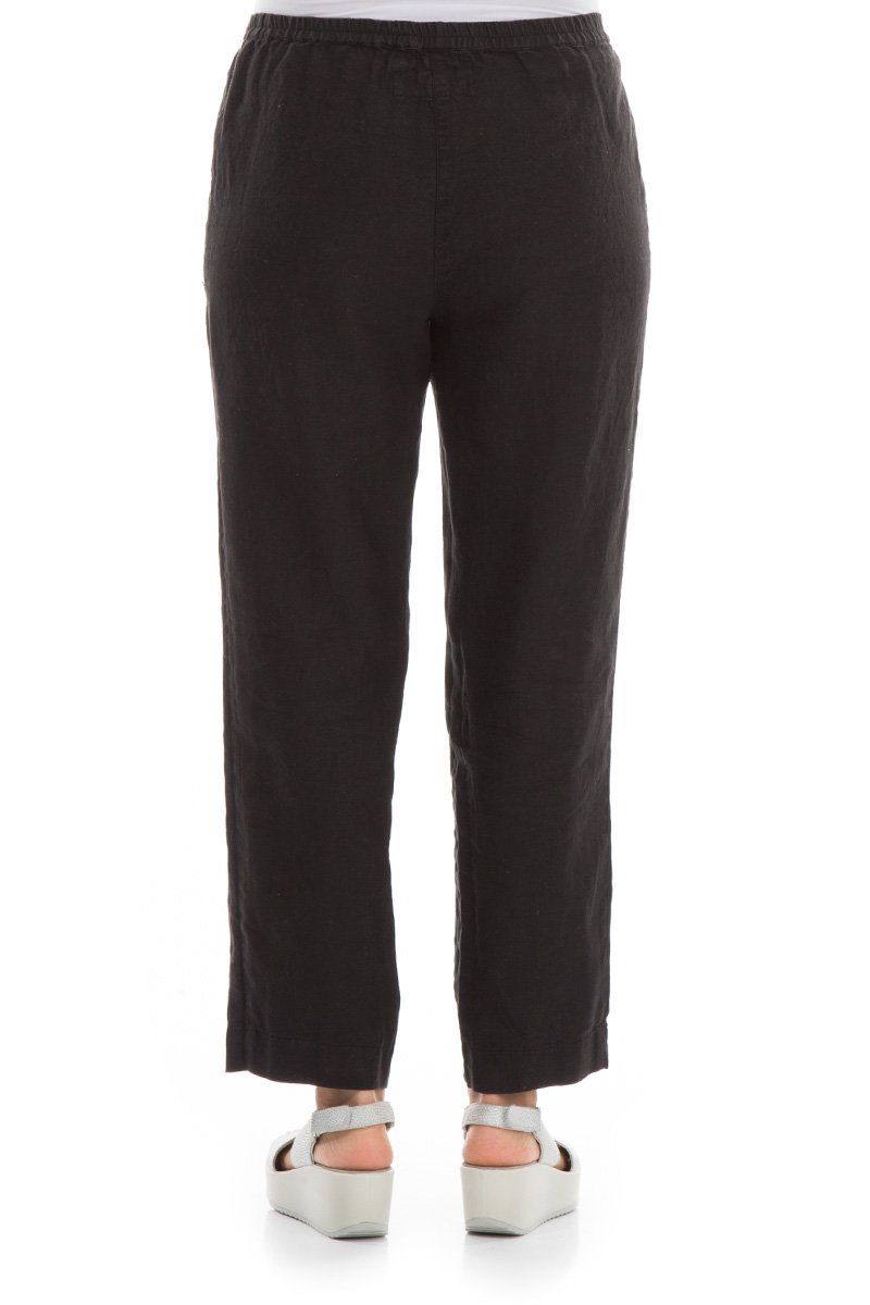 Pure Black Linen Trousers