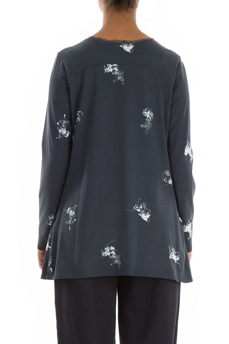 Round Neck Abstract Print Cotton Tunic