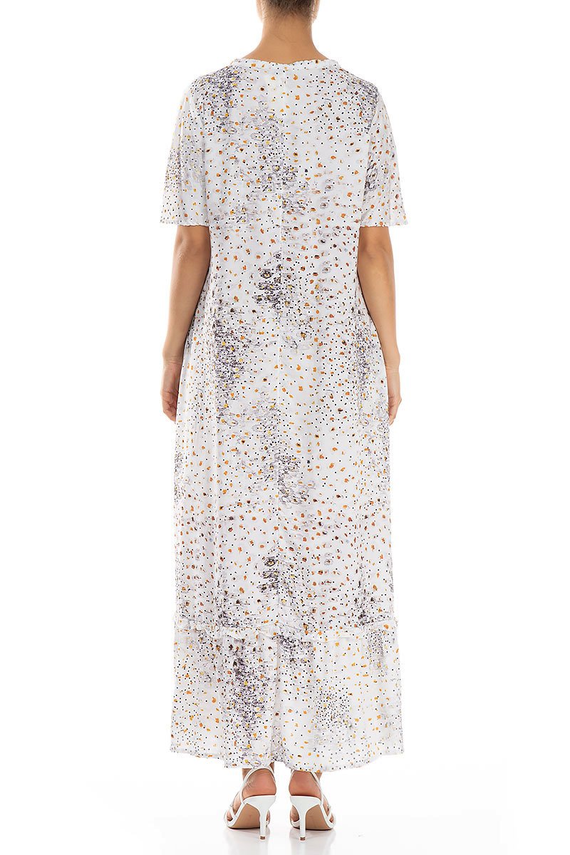 Ruffled White Meadow Silk Bamboo Dress