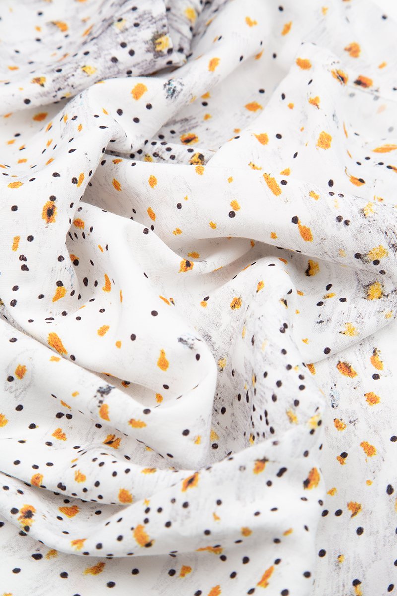 Ruffled White Meadow Silk Bamboo Dress