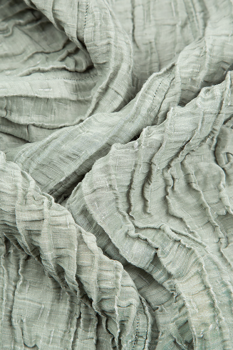 Asymmetrical Crinkled Pistachio Silk Dress