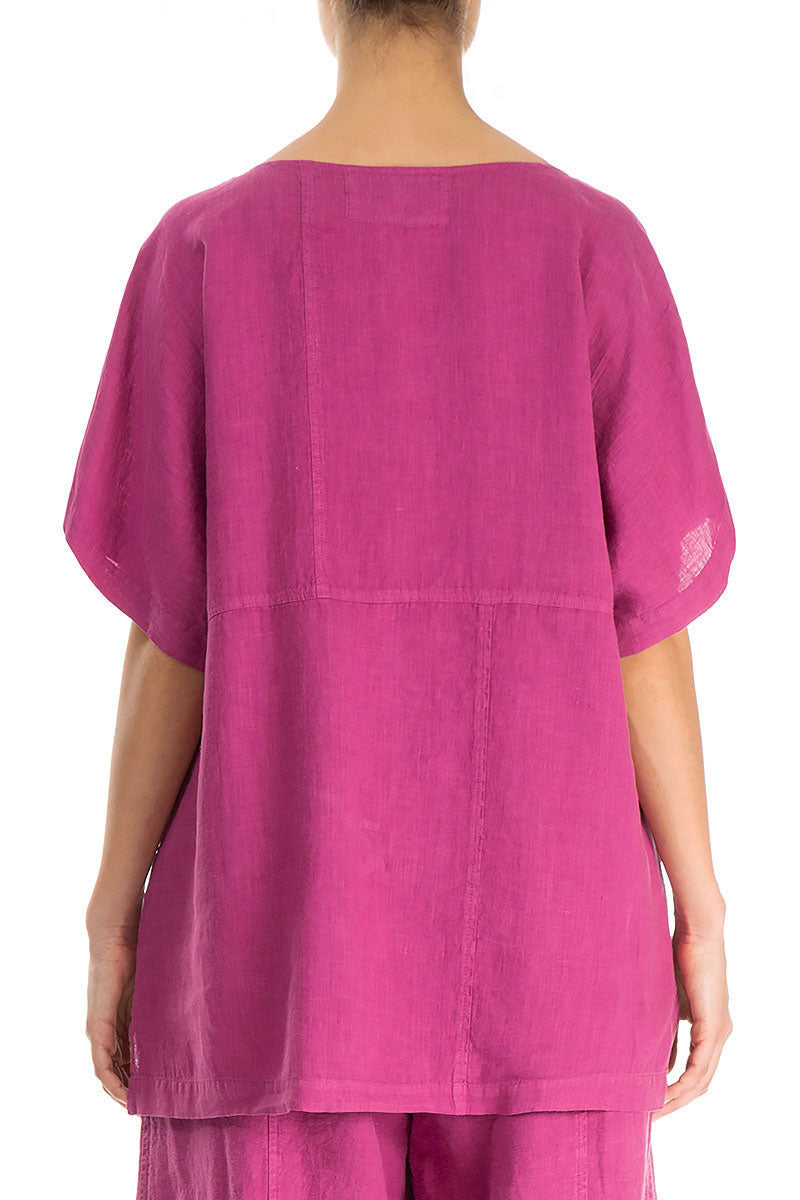 Short Sleeves Orchid Linen Blouse