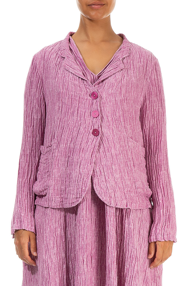 Short Crinkled Wild Berry Silk Jacket