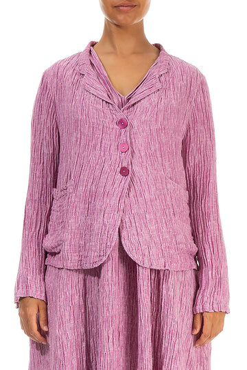 Short Crinkled Wild Berry Silk Jacket