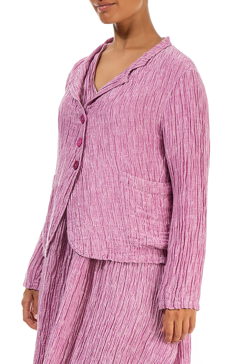Short Crinkled Wild Berry Silk Jacket
