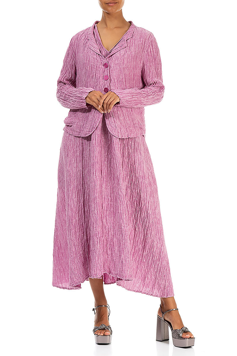 Short Crinkled Wild Berry Silk Jacket