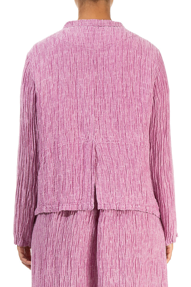 Short Crinkled Wild Berry Silk Jacket