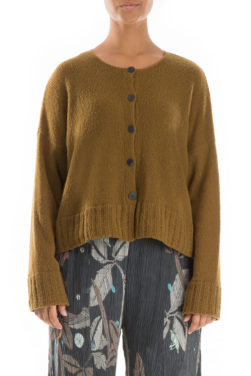Short Mustard Wool Cardigan
