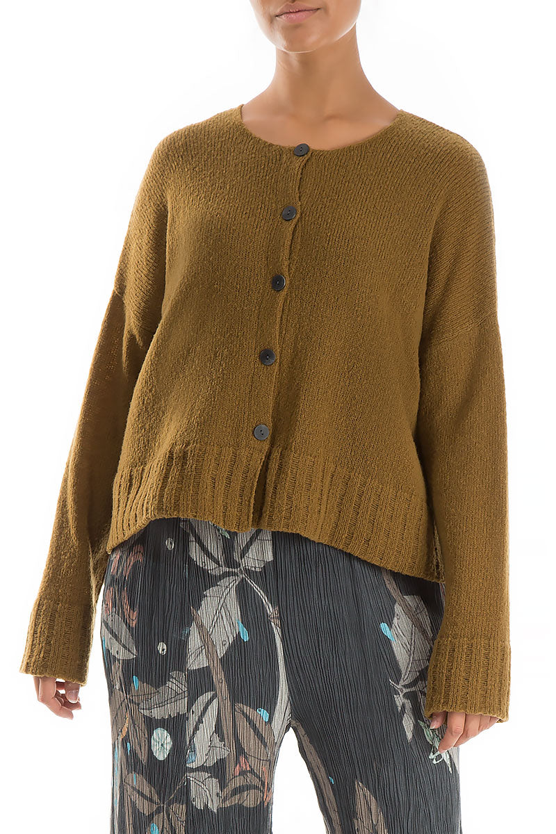 Short Mustard Wool Cardigan