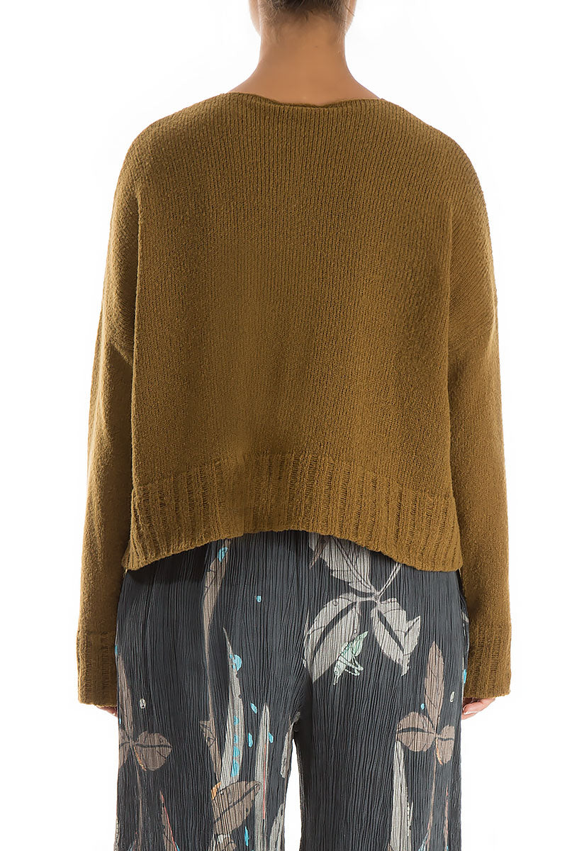 Short Mustard Wool Cardigan