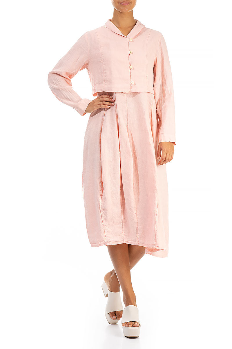 Short Peach Pink Linen Jacket