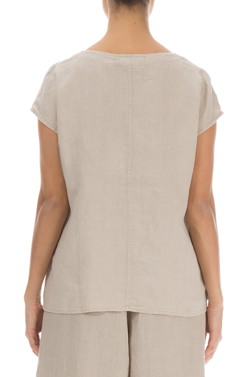 Short Sleeves Natural Linen Blouse