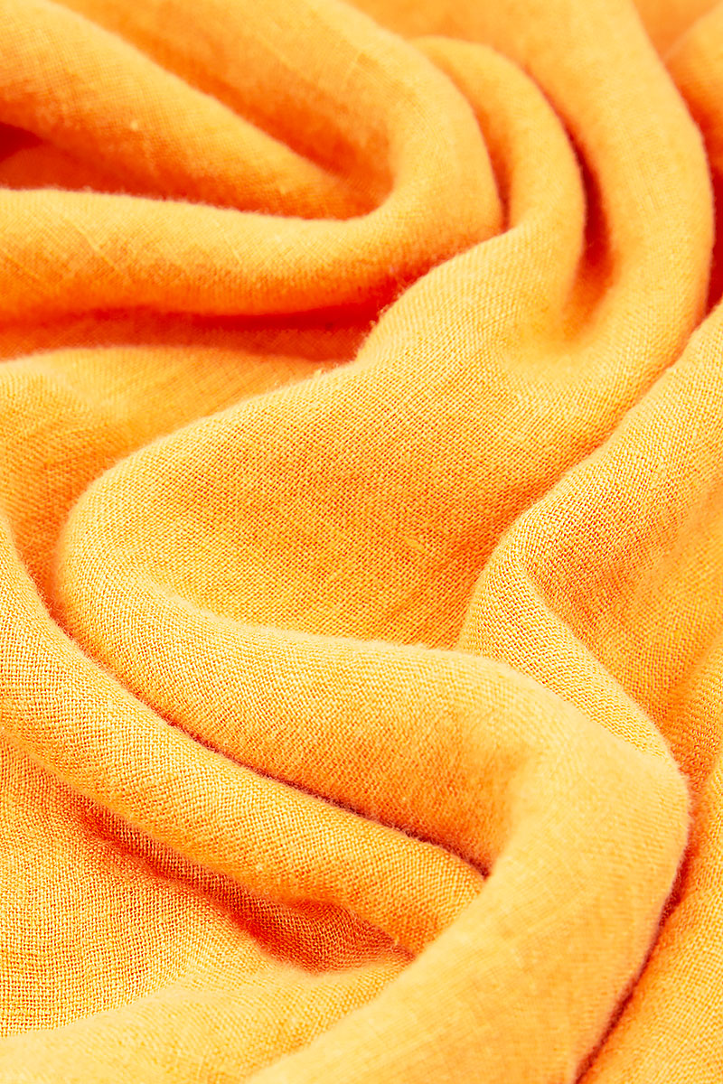 Side Ruffle Melon Orange Linen Blouse