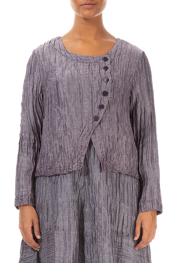 Side Closure Crinkled Amethyst Silk Jacket