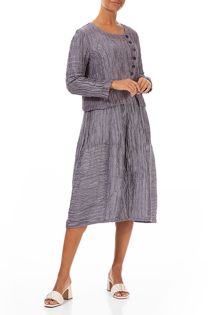 Side Closure Crinkled Amethyst Silk Jacket