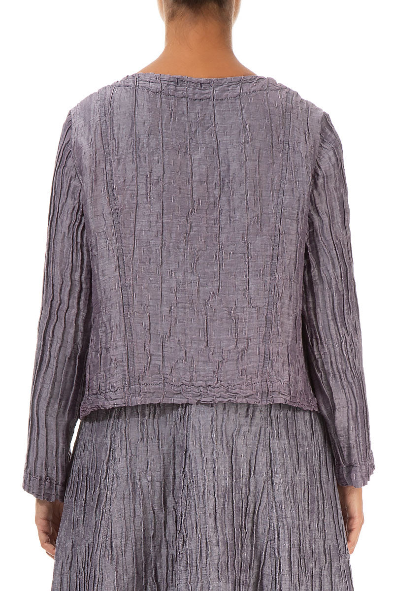 Side Closure Crinkled Amethyst Silk Jacket