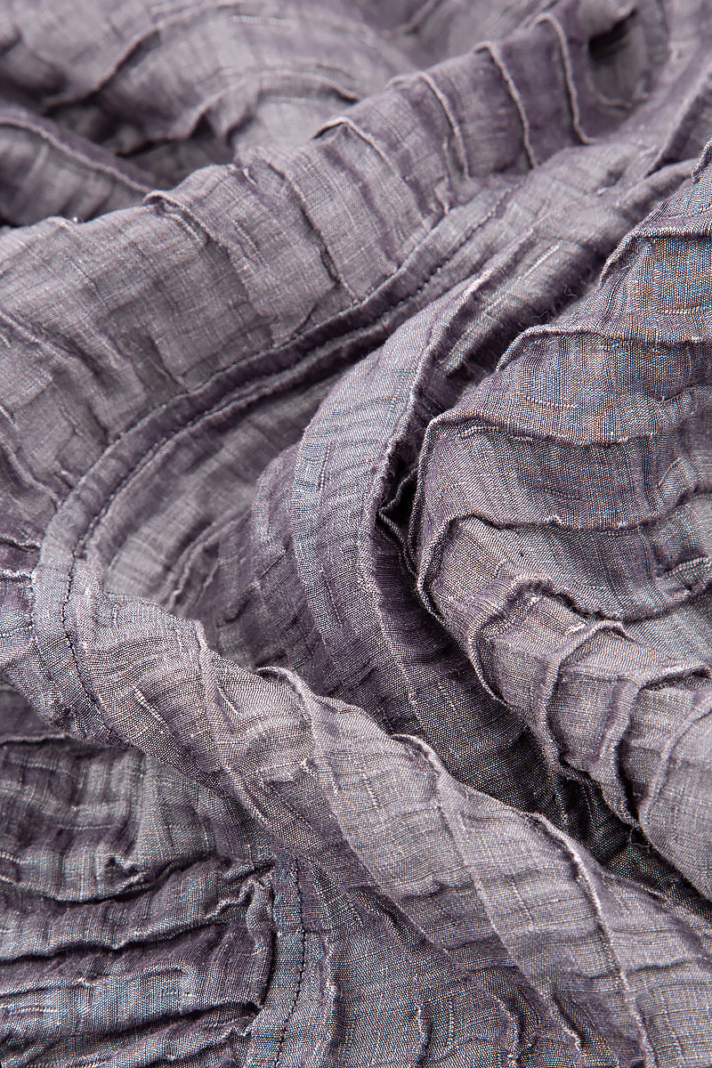 Side Closure Crinkled Amethyst Silk Jacket