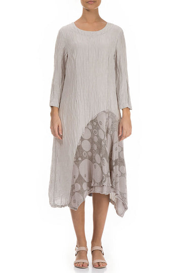 Side Detail Crinkled Cream Silk Dress