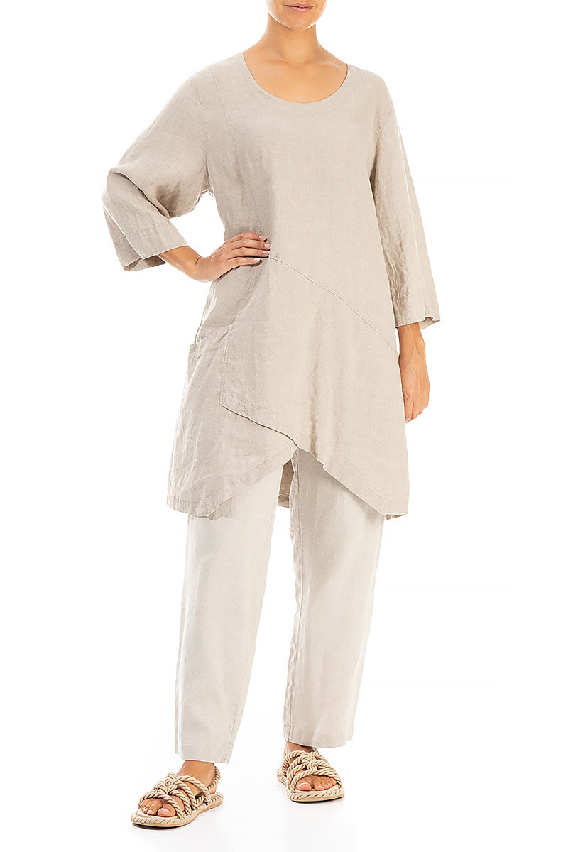 Side Pocket Natural Linen Tunic