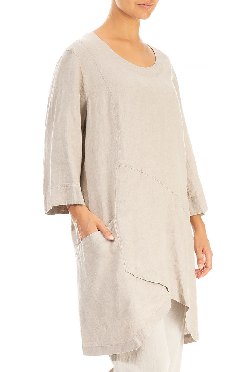 Side Pocket Natural Linen Tunic