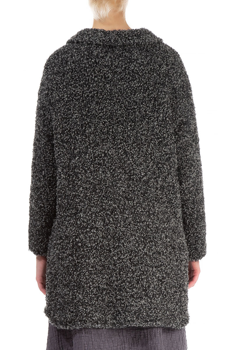 Side Pockets Mélange Grey Alpaca Wool Cardigan