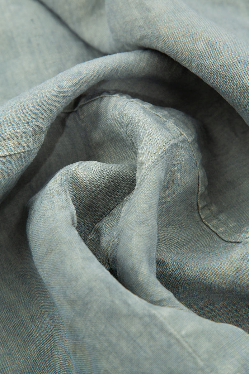 Side Pockets Off-Dye Sage Linen Jacket