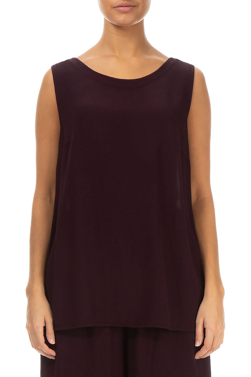 Sleeveless Aubergine Viscose Top