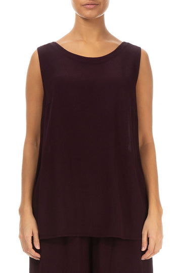 Sleeveless Aubergine Viscose Top