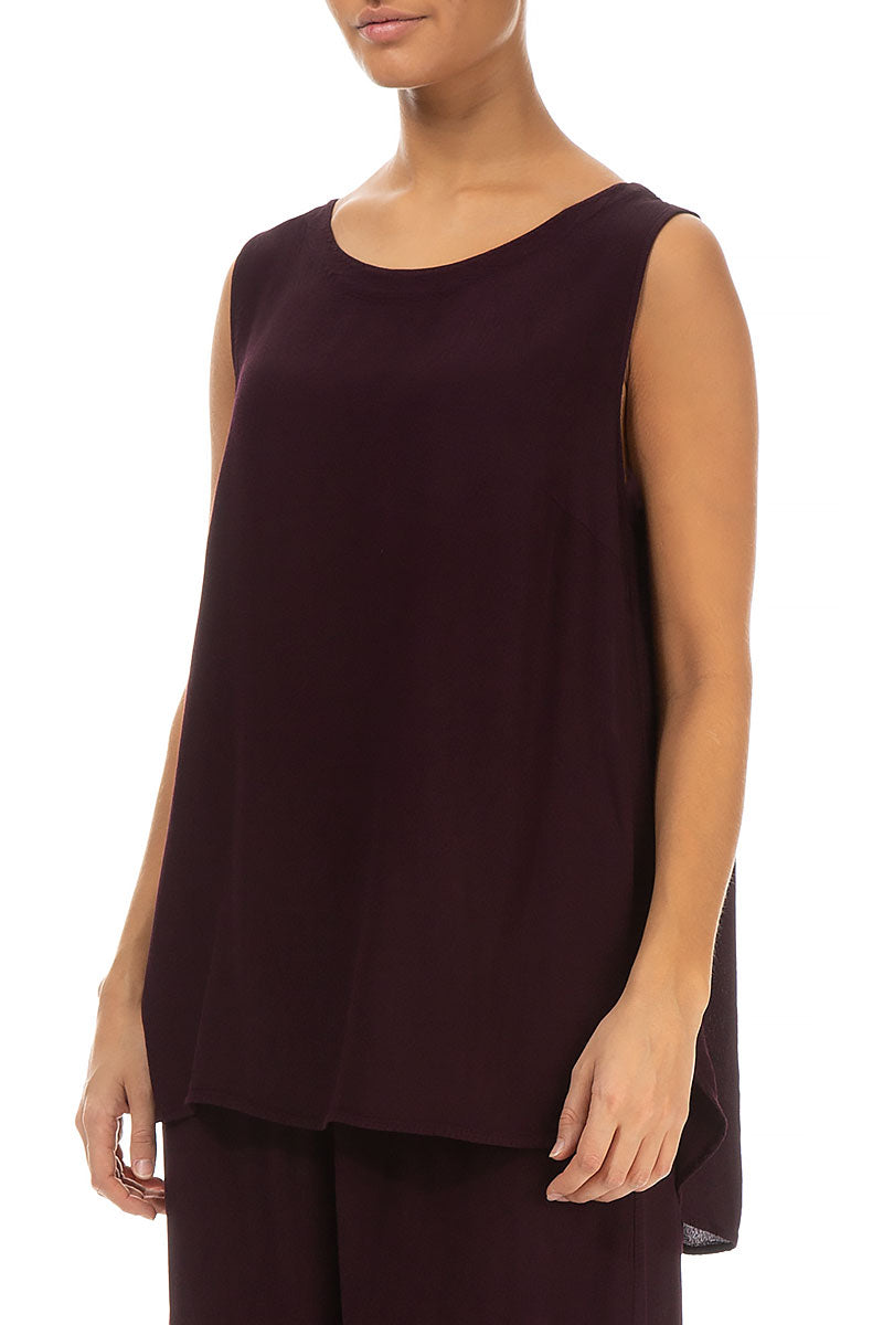 Sleeveless Aubergine Viscose Top