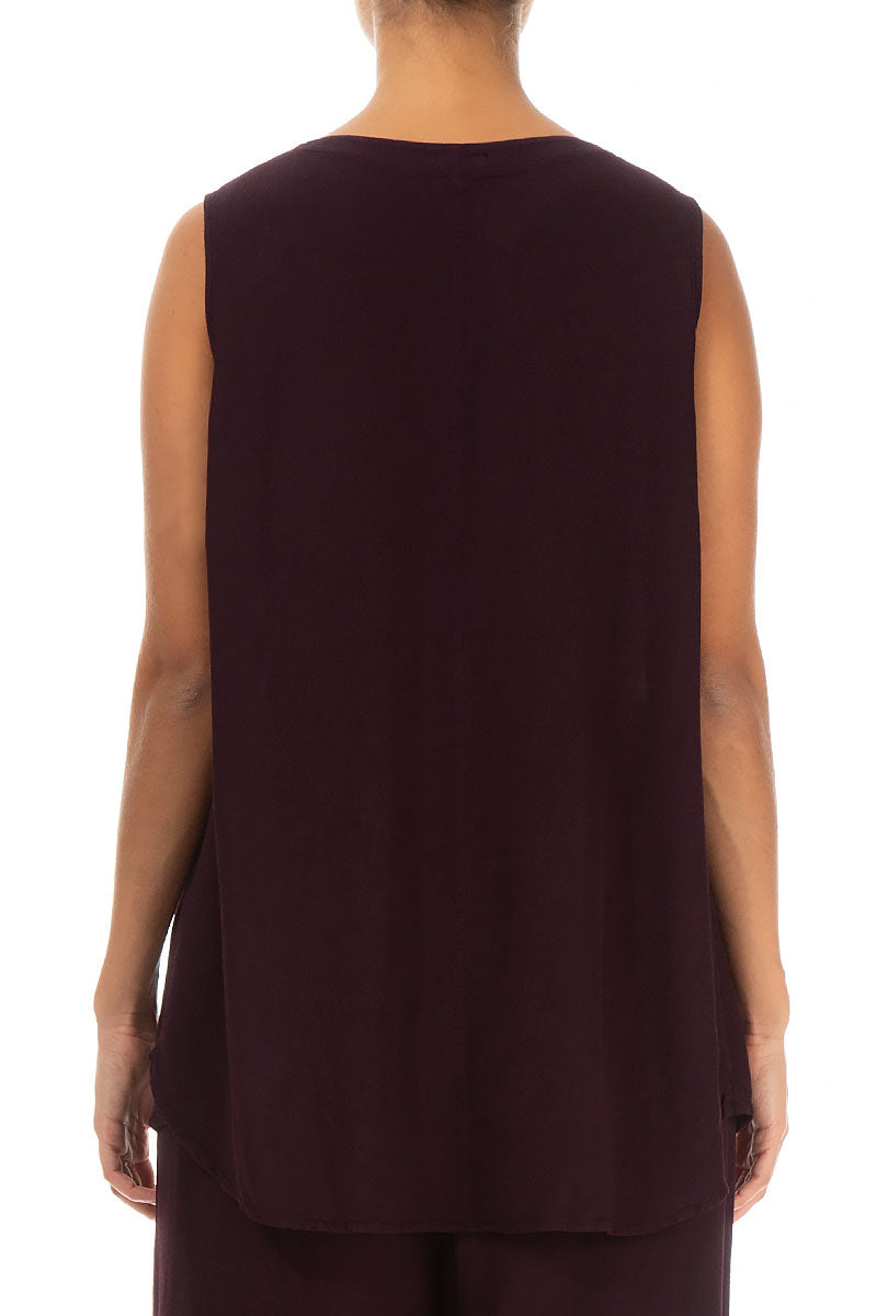 Sleeveless Aubergine Viscose Top