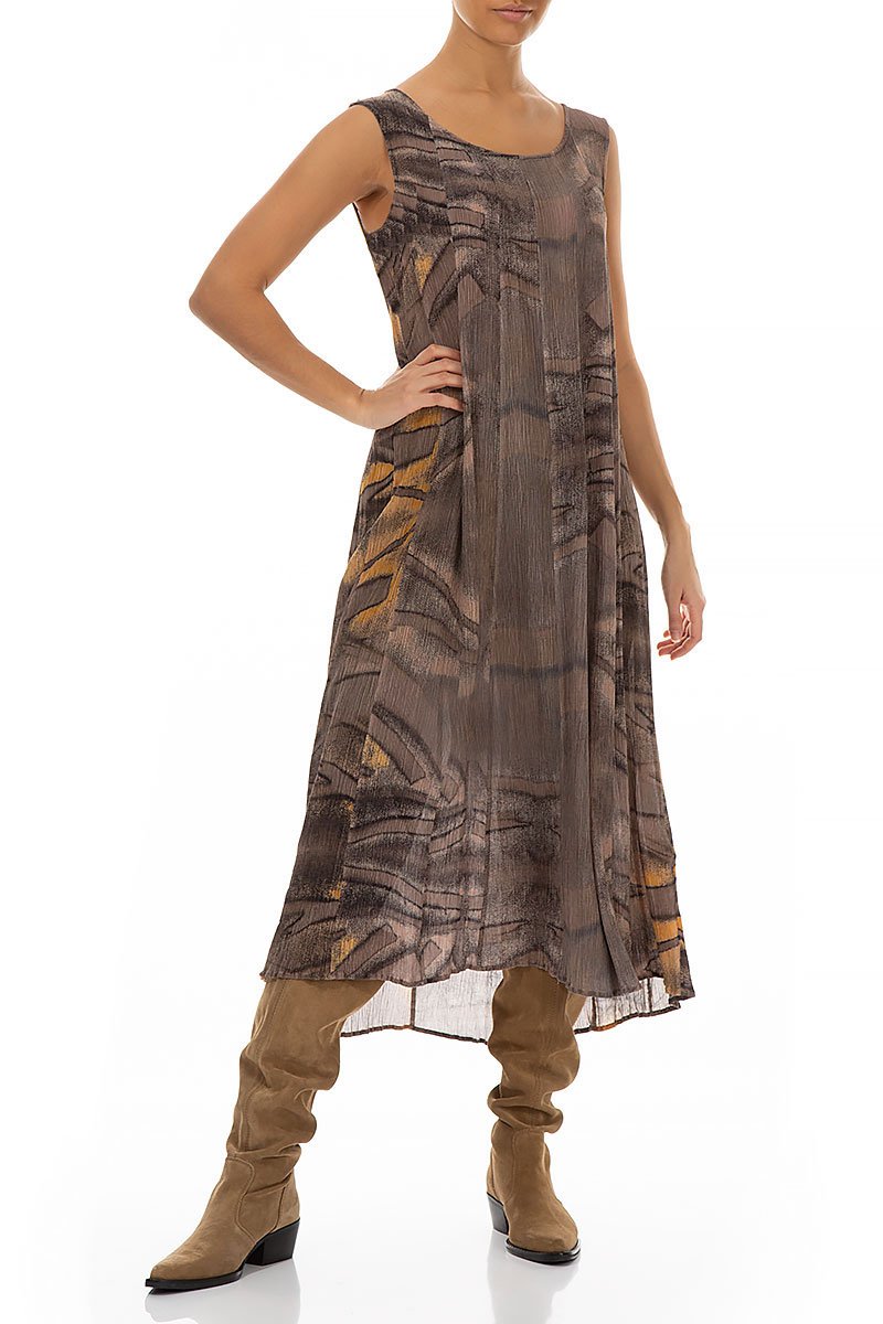 Sleeveless Barnwood Silk Viscose Dress