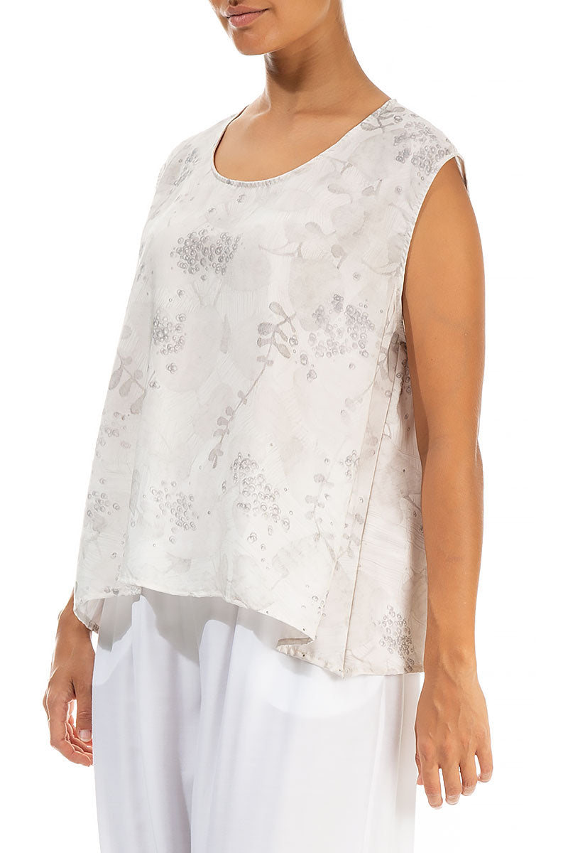 Sleeveless Blossom Silk Bamboo Blouse