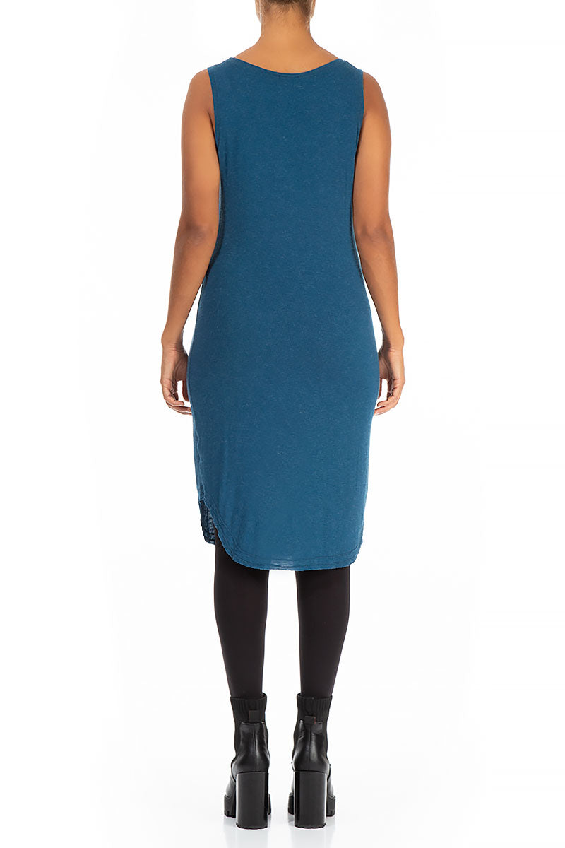Sleeveless Blue Viscose Angora Dress