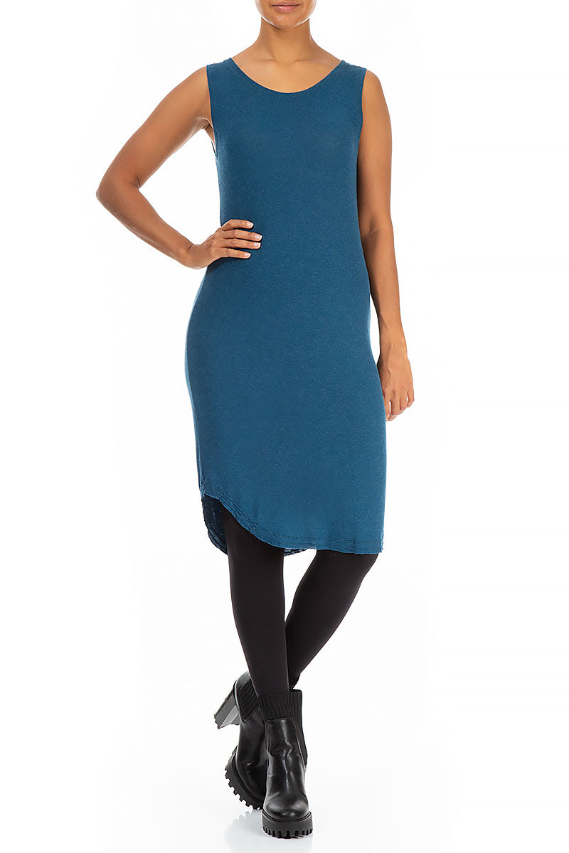 Sleeveless Blue Viscose Angora Dress