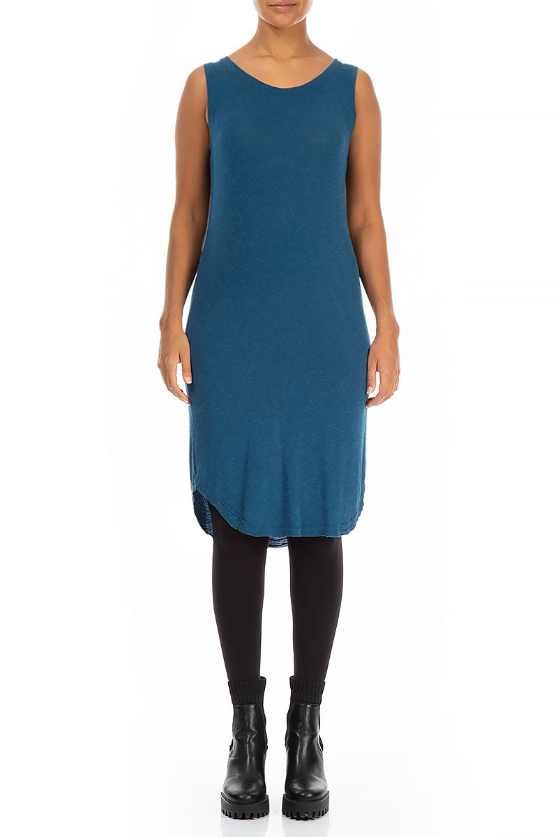 Sleeveless Blue Viscose Angora Dress