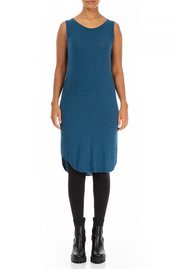 Sleeveless Blue Viscose Angora Dress