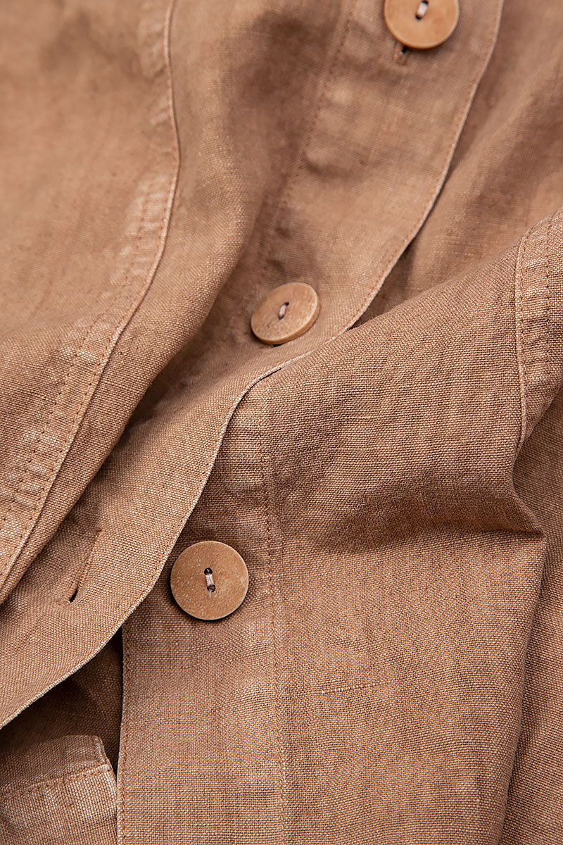 Sleeveless Cropped Off-Dye Beige Linen Jumpsuit