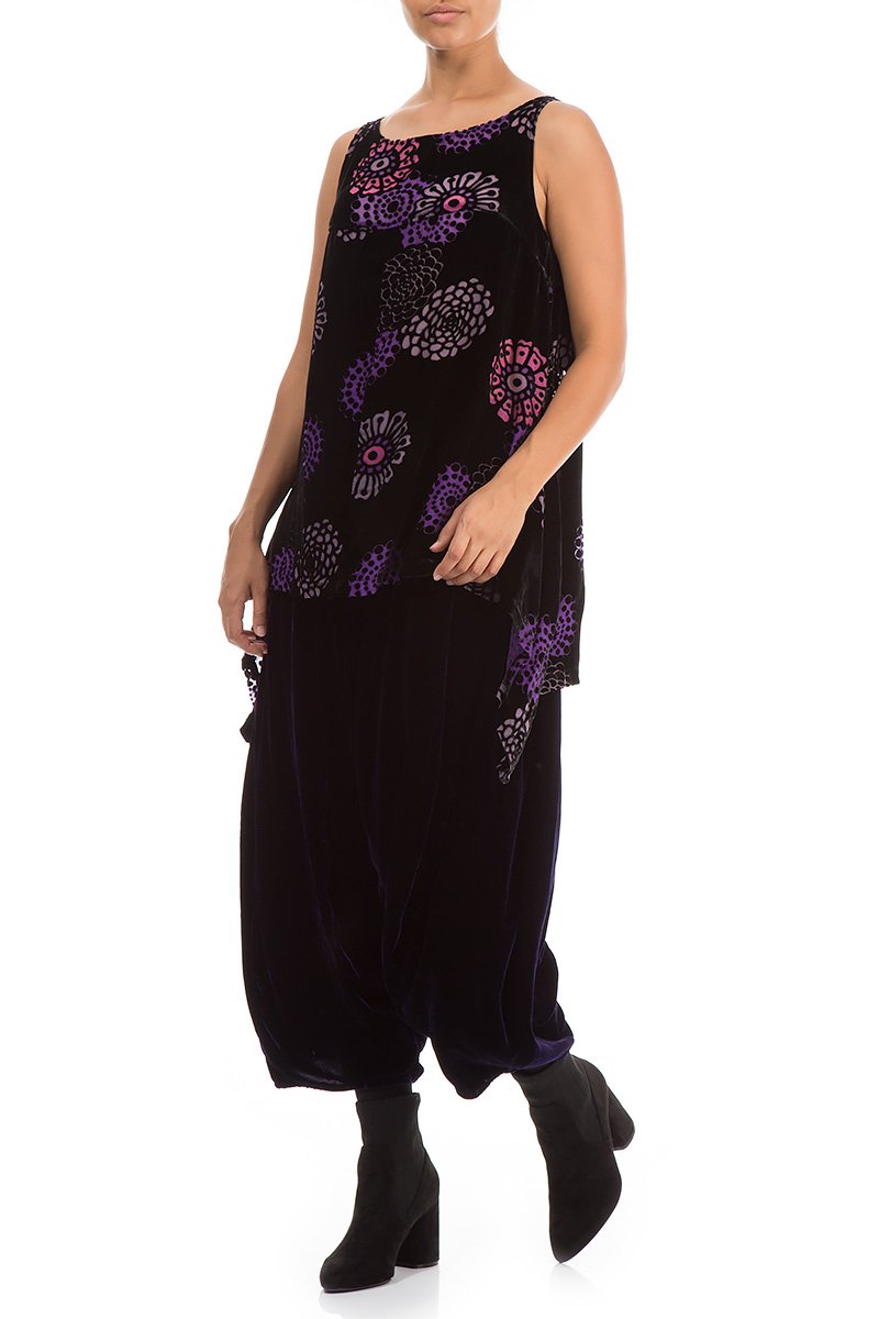 Sleeveless Devoré Purple Velvet Blouse