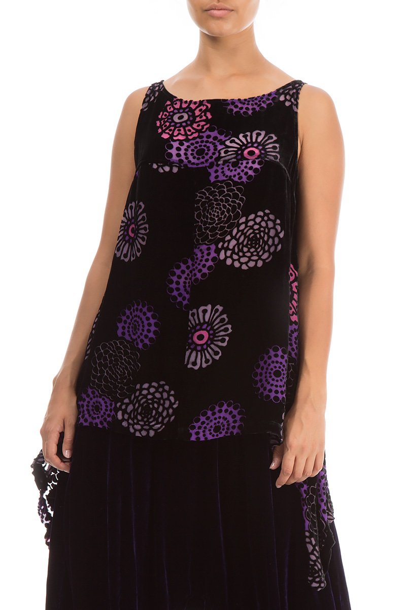 Sleeveless Devoré Purple Velvet Blouse
