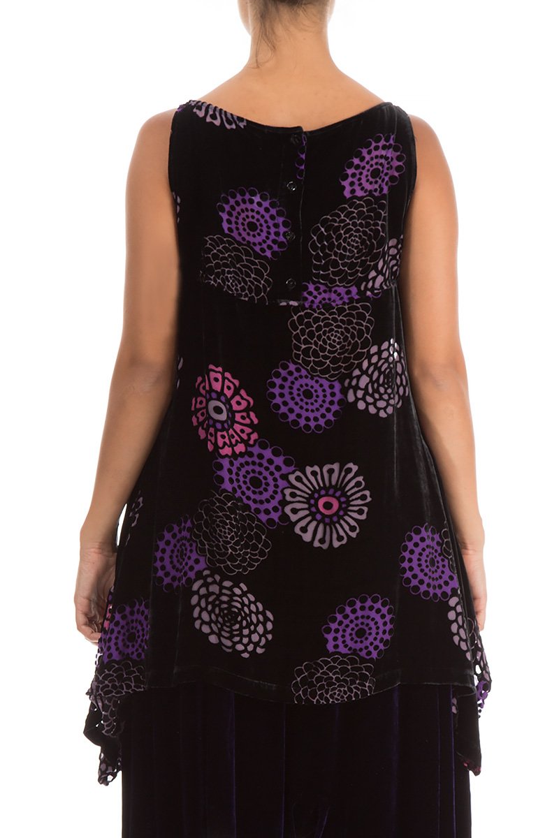Sleeveless Devoré Purple Velvet Blouse