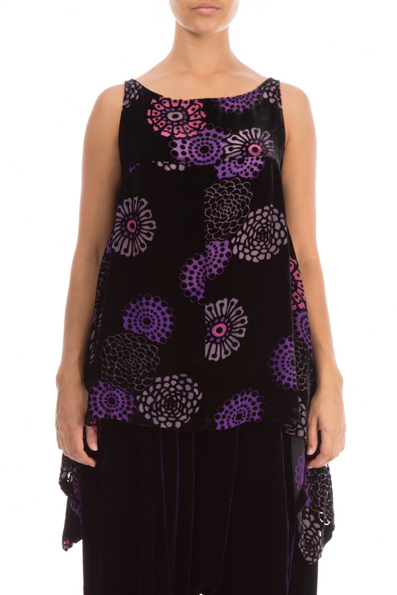 Sleeveless Devoré Purple Velvet Blouse