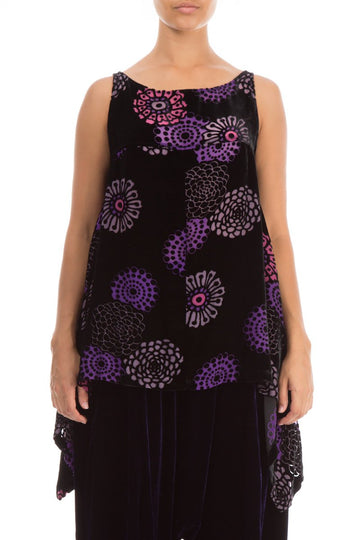 Sleeveless Devoré Purple Velvet Blouse