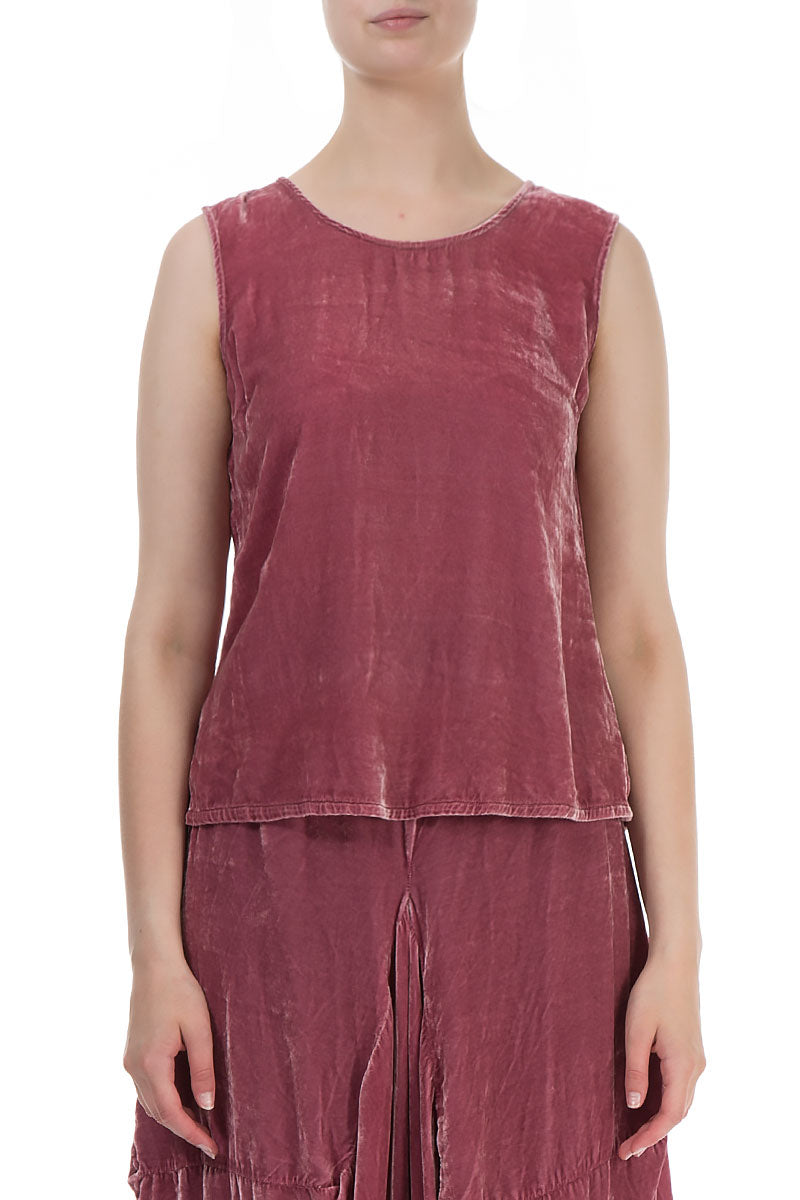 Sleeveless Dusty Rose Silk Velvet Blouse