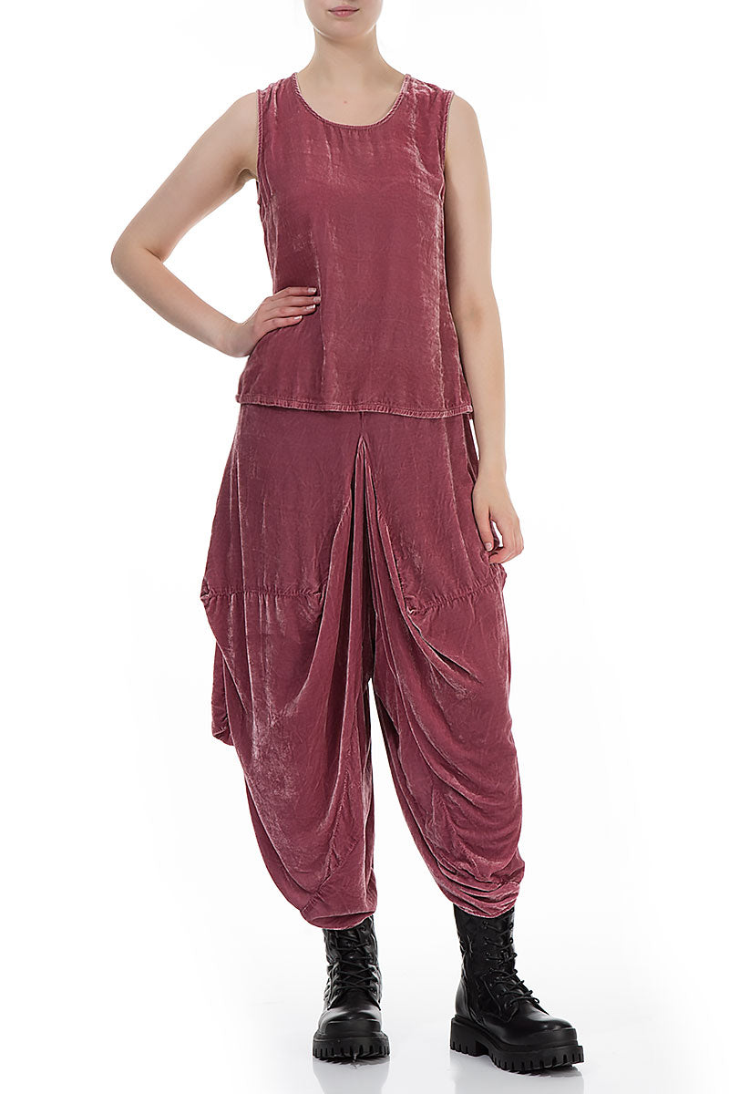 Sleeveless Dusty Rose Silk Velvet Blouse