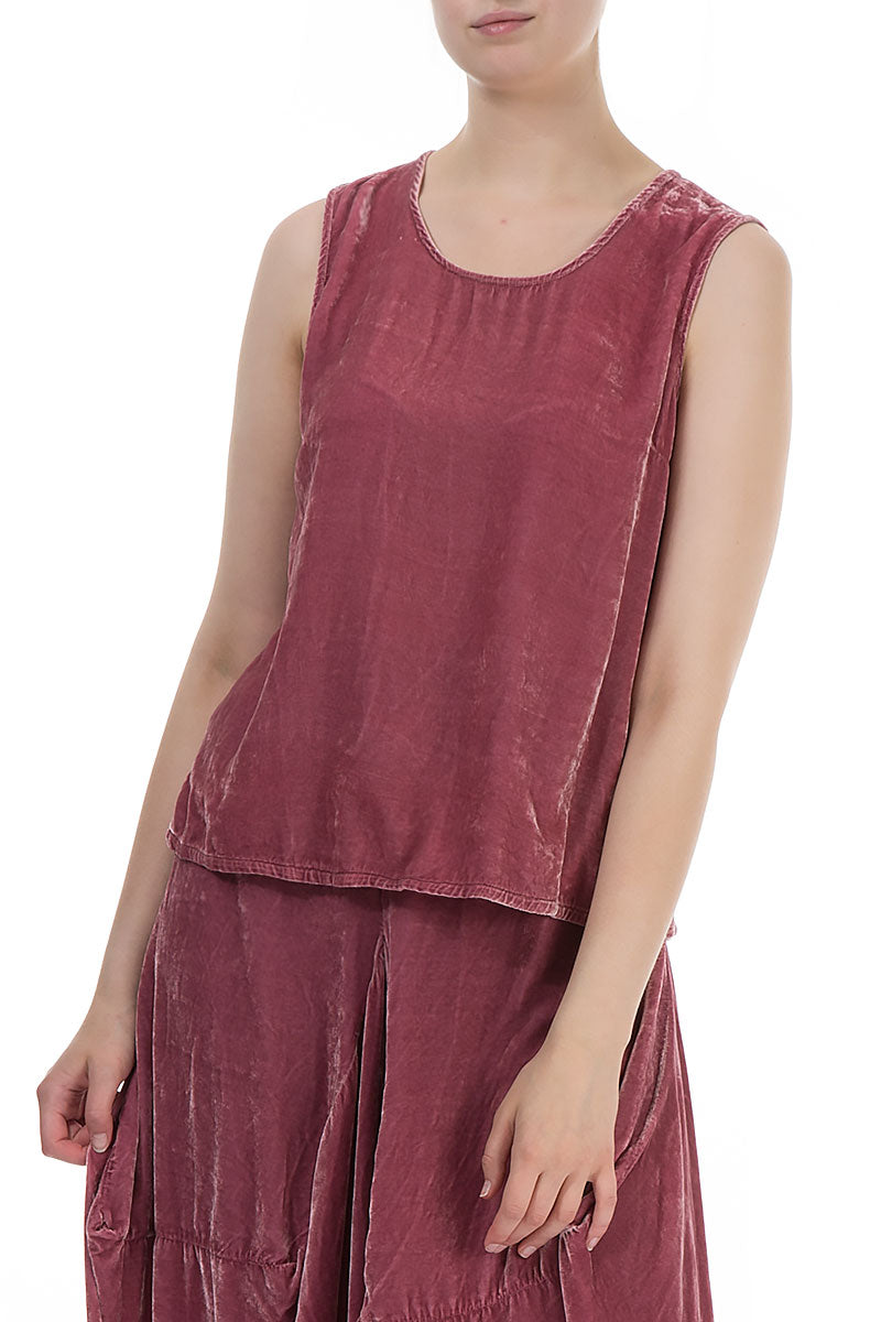 Sleeveless Dusty Rose Silk Velvet Blouse