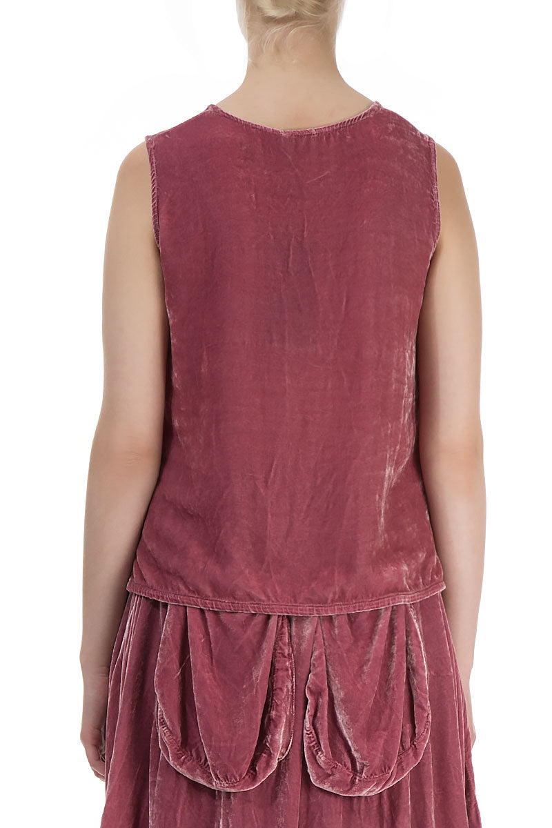 Sleeveless Dusty Rose Silk Velvet Blouse