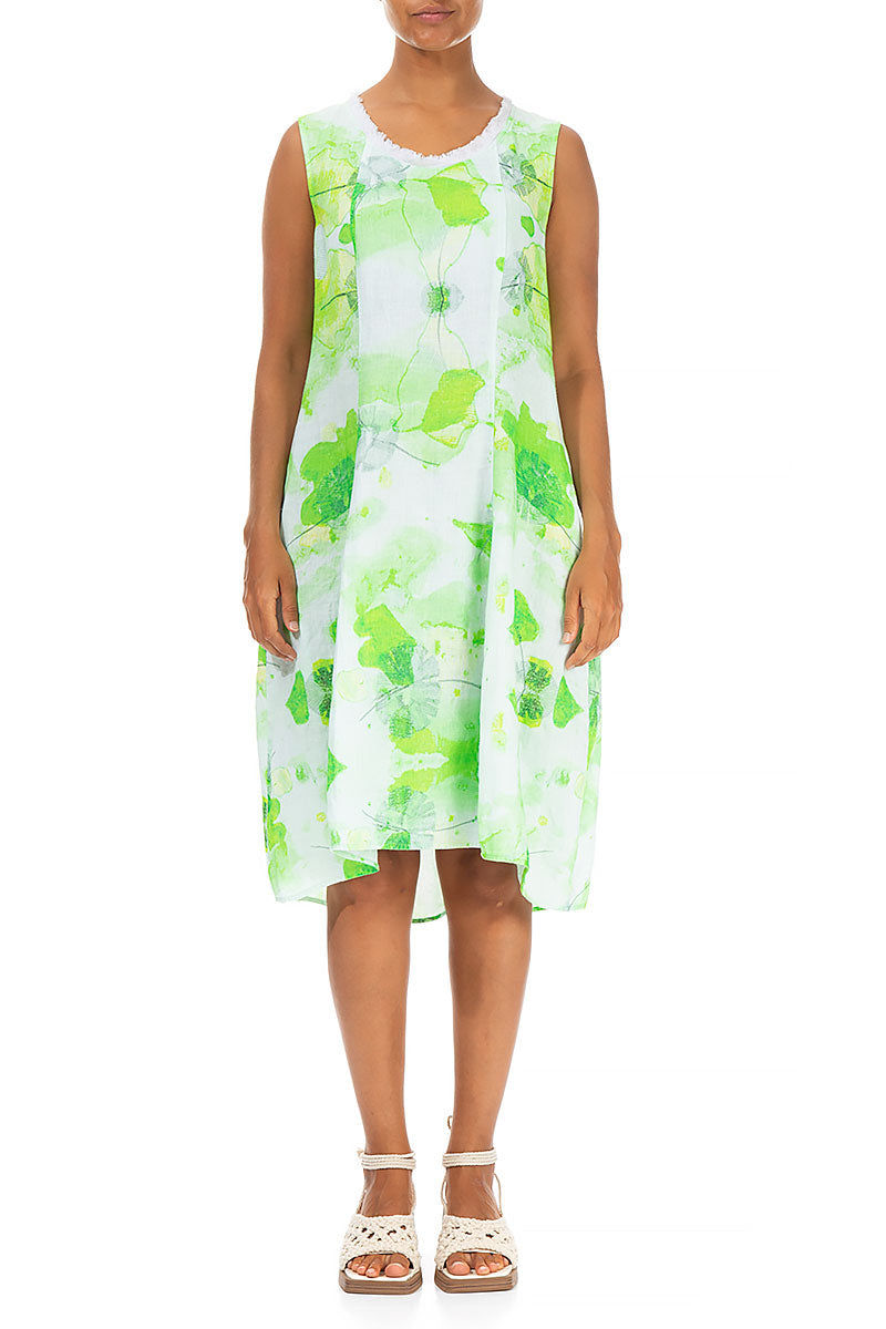 Sleeveless Greenery Linen Dress