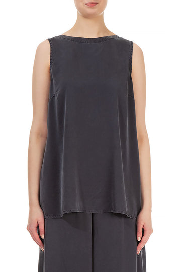 Sleeveless Grey Silk Top