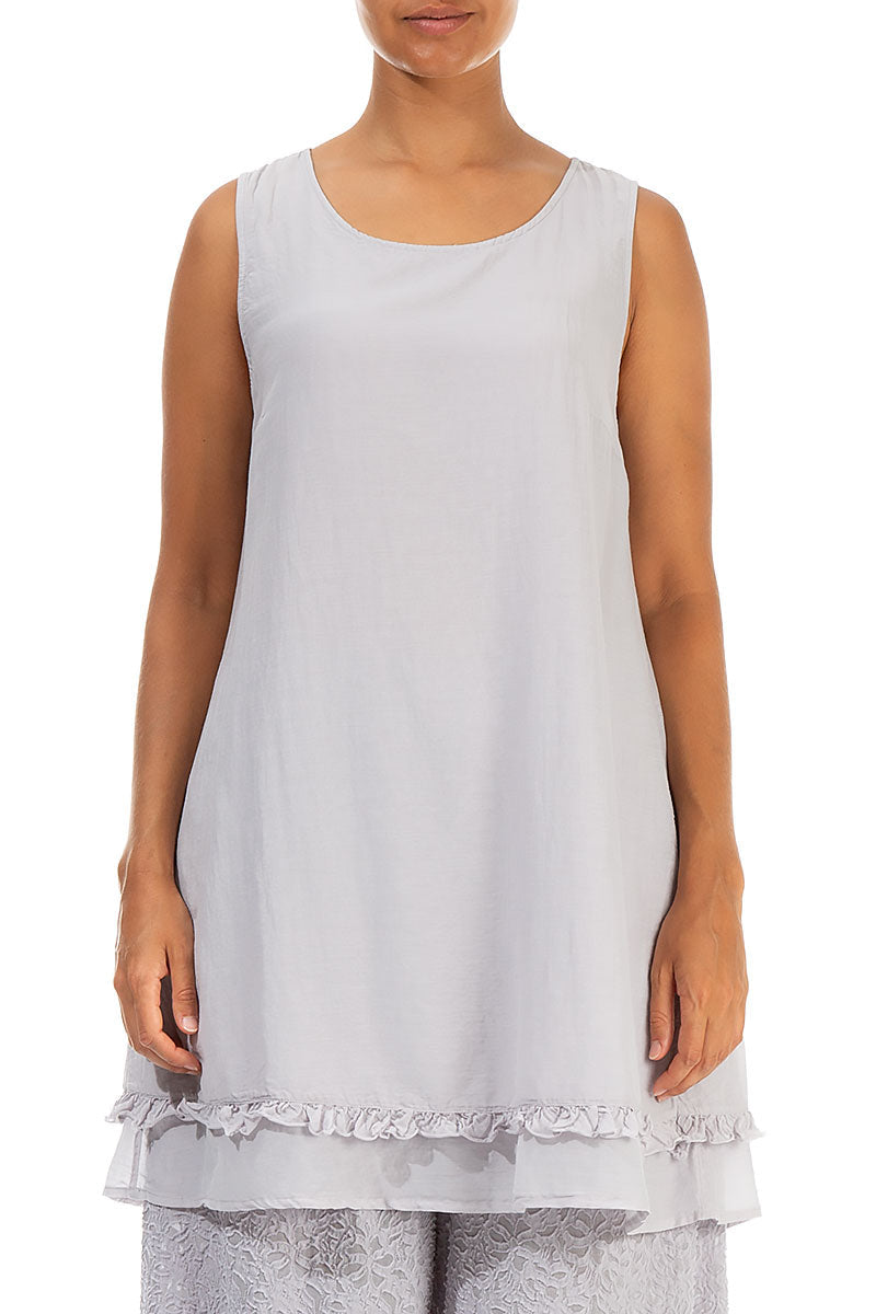 Sleeveless Lilac Grey Silk Cotton Tunic