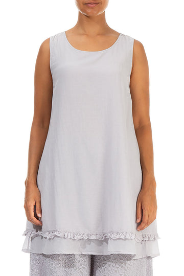 Sleeveless Lilac Grey Silk Cotton Tunic